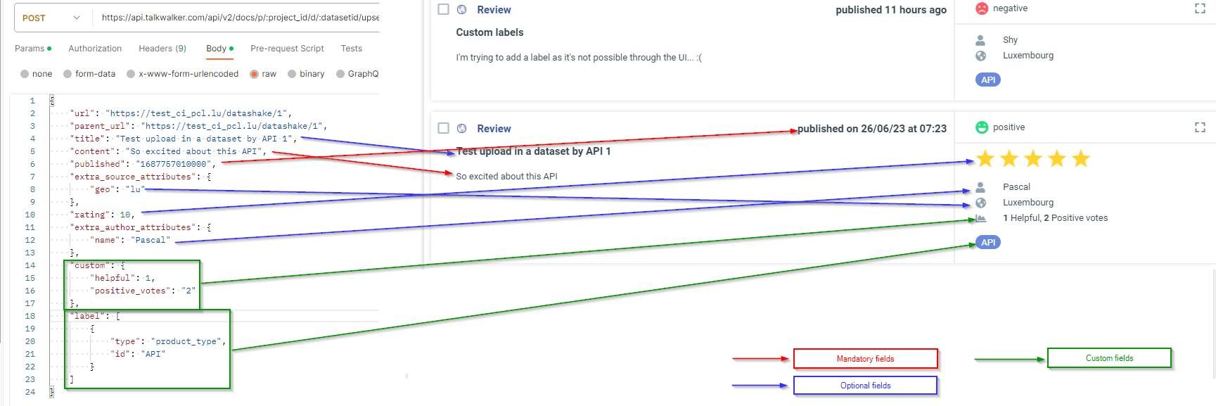 upload mapping for reviews