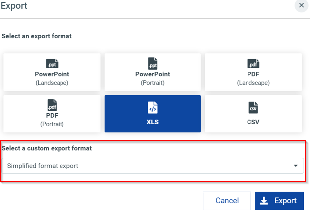 Talkwalker export screen