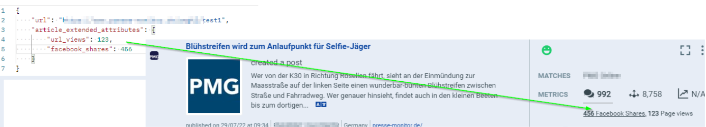 Article extended attributes mapping