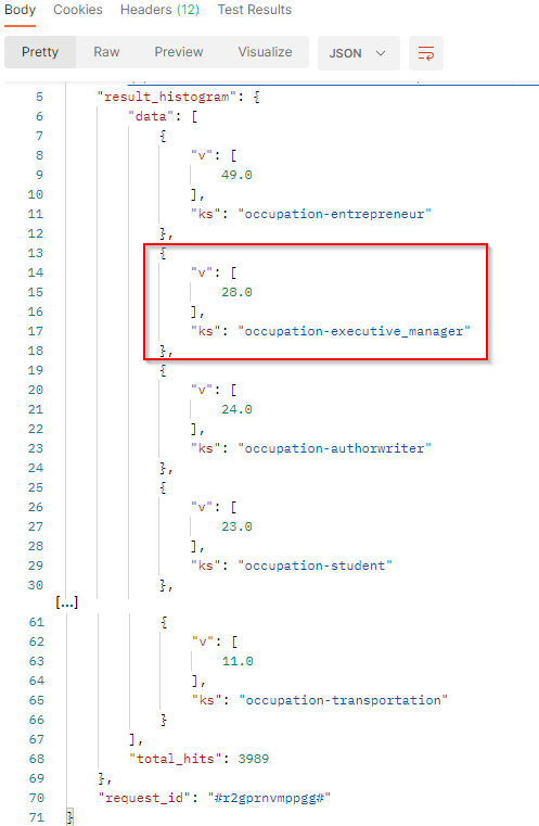 occupations - API result